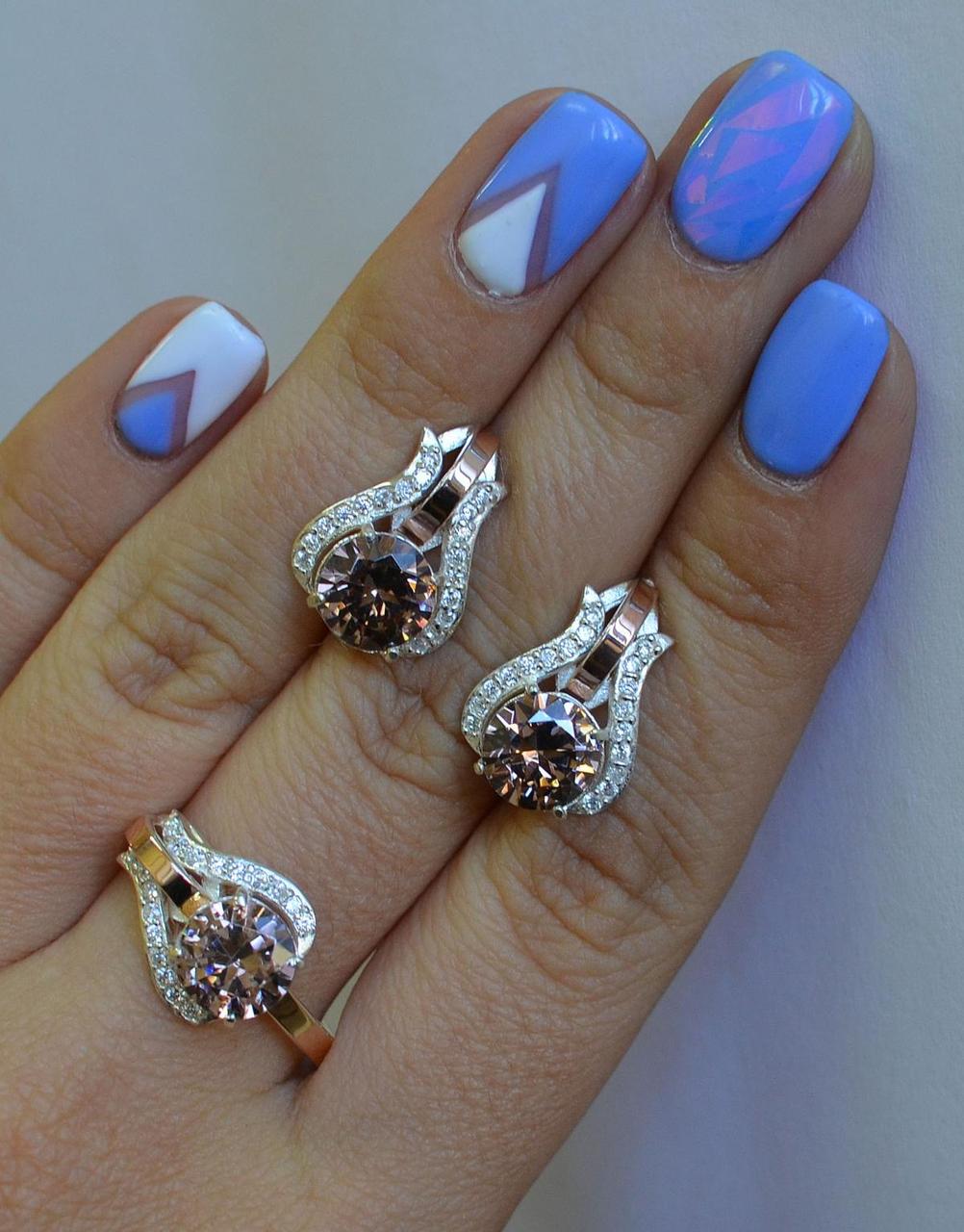 Срібний набір з золотими вставками, фото 1