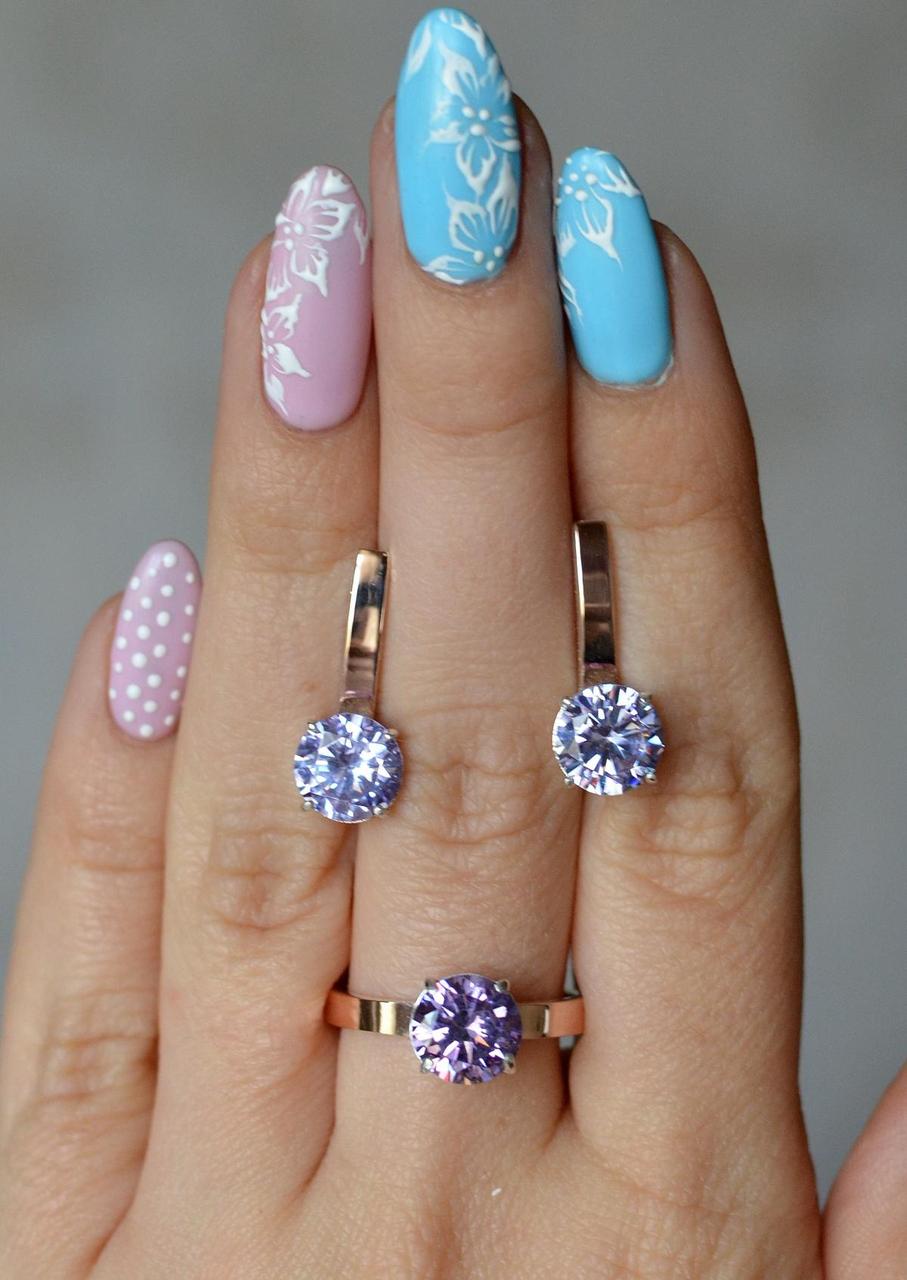 Срібний набір з золотими вставками, фото 1