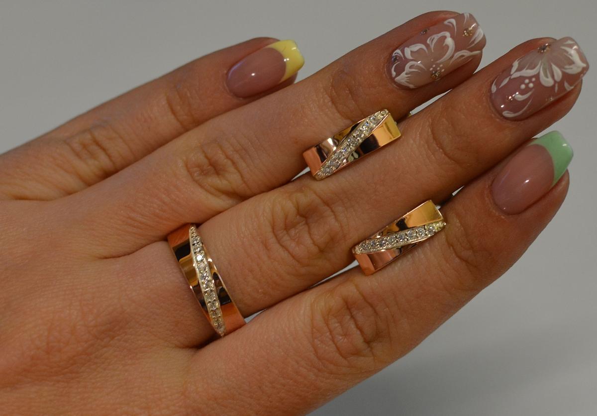 Срібний набір з золотими вставками, фото 1