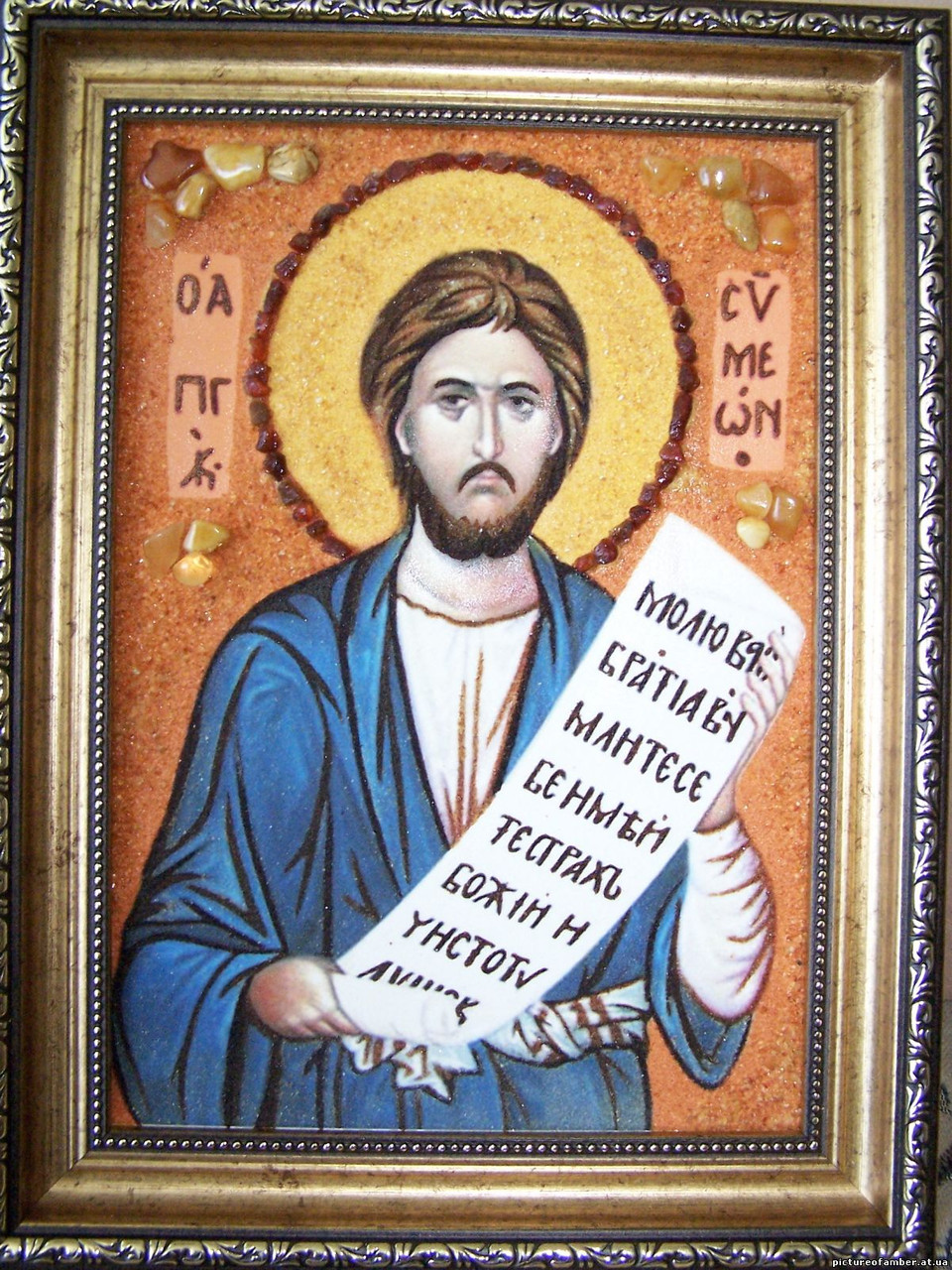 Картина з бурштину " Ікона Св. Семен "