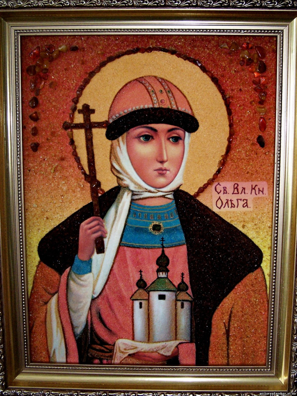 Картина из янтаря " Икона-Св. Ольга - фото 1 - id-p75988889