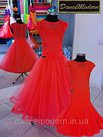 Платье для бальных танцев - бейсик. Fl.Red-fat - lyc из тканей фирм «Chrisanne» и «DSI» (Великобритания)