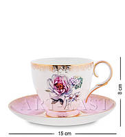 Чайний набір на 6 персон "Квітка Неаполя" (Fiore Napoli Pavone) з кістяної порцеляни 12 пр-в JK-123, фото 3