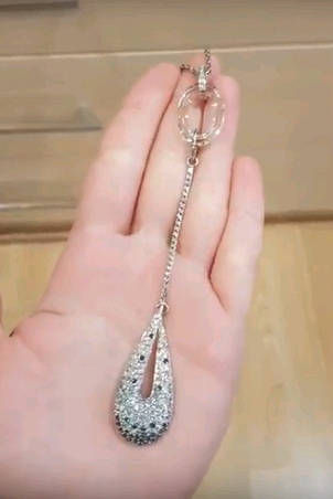 Підвіска з ланцюжком крапля з блакитними Swarovski, фото 2