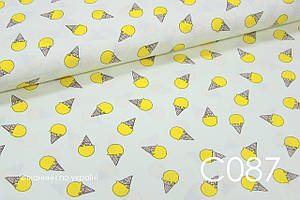 Тканина сатин Морозиво жовте ЗАЛИШОК 0,7 м