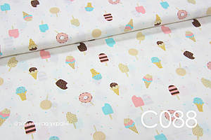 Тканина сатин Морозиво і пончики