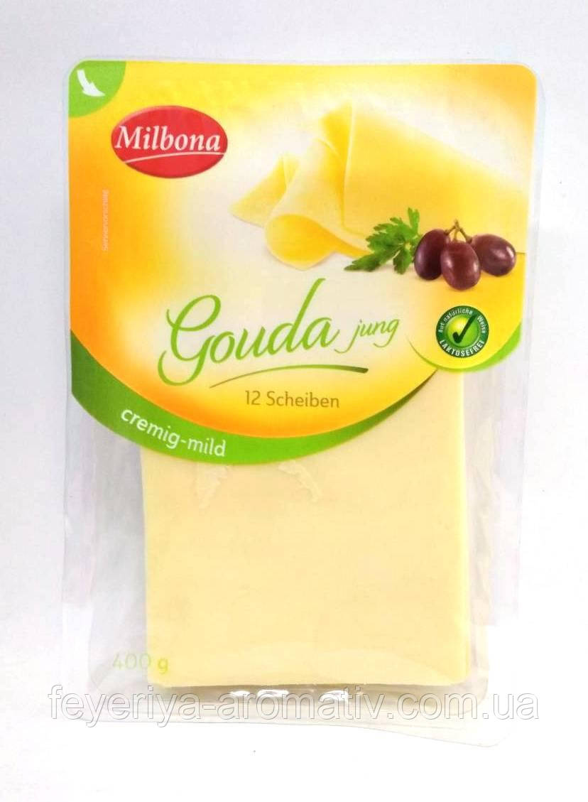 Сир слайсами Milbona Gouda jung 12 слайсів, 400гр (Німеччина)