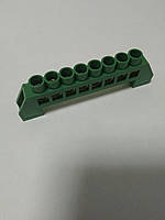 Клемник П-подібний шина нульова в ізоляції зелений 8 отворів