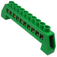 Клемник П-подібний шина нульова в ізоляції зелений 10 отворів
