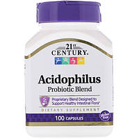 Ацидофилин (Ацидофилус) пробиотик, 21st Century, 100 капсул