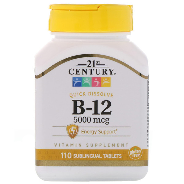 Витамин B-12, подъязычная форма, 110 таблеток, 21st Century, США