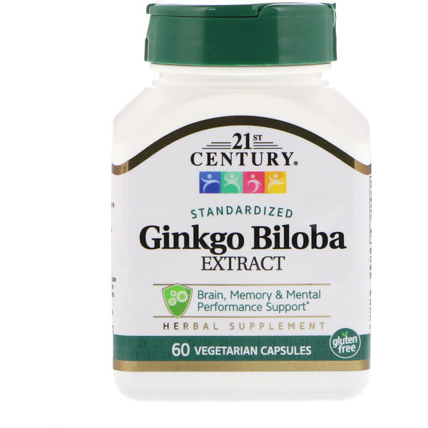 Гінкго Білоба, 60 мг, стандартизований, 21st Century Health Care, Ginkgo Biloba Extract, 60 капсул