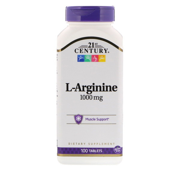 L-аргінін для підтримки серця, 1000 мг, 21st Century Health Care, L-Arginine, 100 таблеток