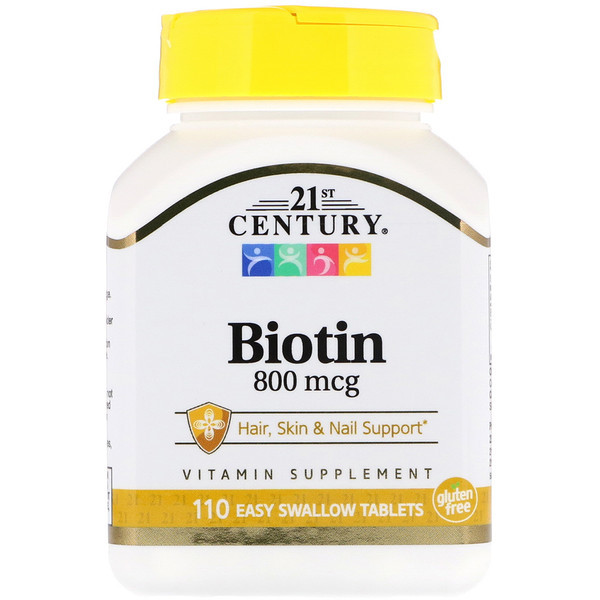 Биотин, 21st Century Health Care, 800 мкг, 110 таблеток - фото 1 - id-p215334084