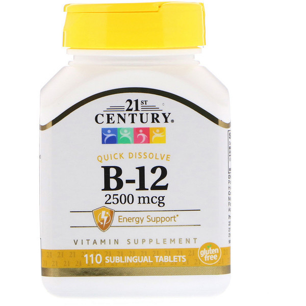 Вітамін В12, 21st Century Health Care, 2500 мкг, 110 таблеток
