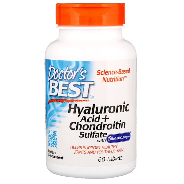 Гіалуронова кислота з хондроїтину сульфатом, 60 таблеток, Doctor's s Best, Hyaluronic Acid