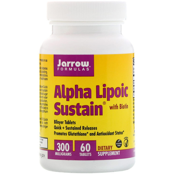 Альфа-ліпоєва кислота з біотином, Jarrow Formulas, 300 мг, 60