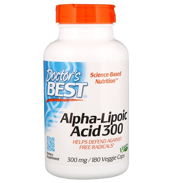 Альфа-ліпоєва кислота, Doctor's s Best, 300 мг, 180 кап.