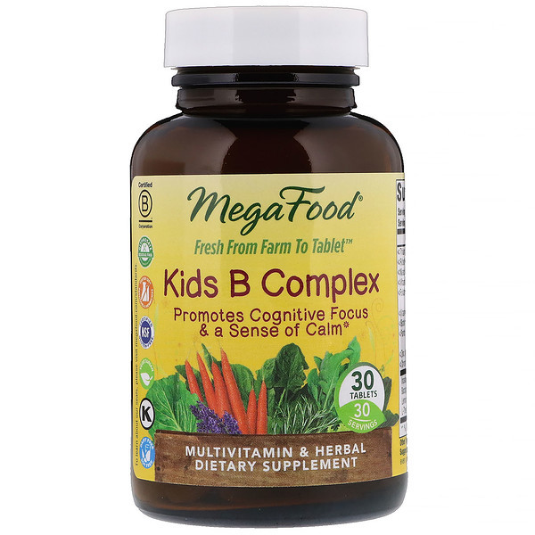 Вітаміни групи В для дітей, MegaFood, 30 таблеток