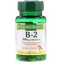 Вітамін В-2 Рибофлавін, nature's Bounty, Vitamin B-2, 100 мг, 100 таблеток