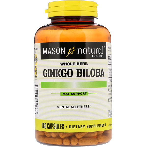 Гінкго Білоба, Mason Naturals, 180 капсул