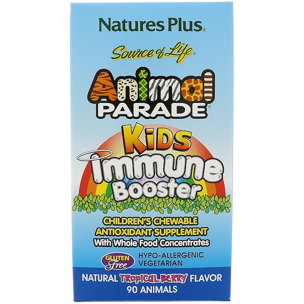 Вітаміни для підвищення імунітету дитячі Animal Parade Immune Booster, nature's Plus, 90 пастилок