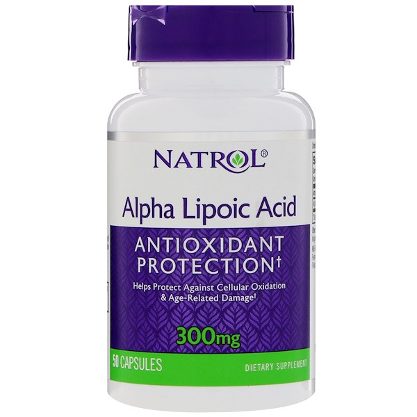 Альфа-ліпоєва кислота, Natrol, 300 мг, 50 капсул