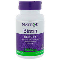 Біотин, Natrol, 1000 мкг, 100 таблеток