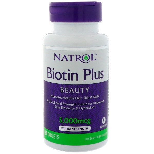 Біотин плюс лютеїн, Biotin Plus with Lutein, Natrol, 60 таблеток