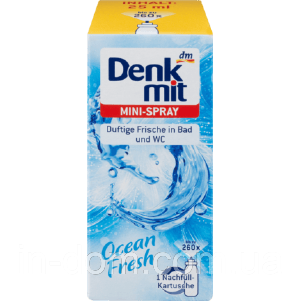 Denkmit mini-spray Ocean Fresh мини освежитель воздуха запаска Свежесть  океана 25 мл: продажа, цена в Ужгороде. Освежители воздуха от In-dom  Интернет магазин товаров для дому у Инны - 855373292