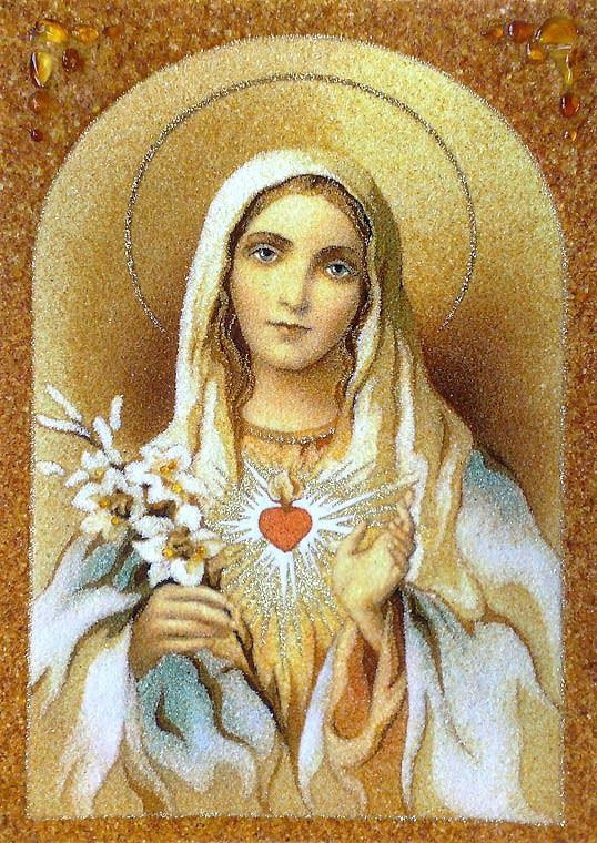 Картина из янтаря " Икона-Дева Мария " - фото 1 - id-p76112347