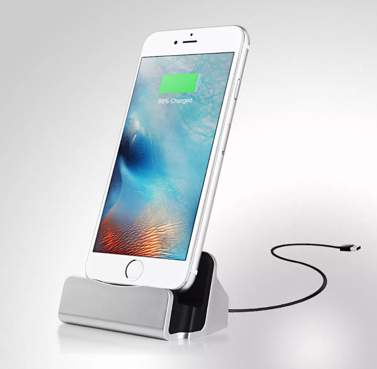 Док-станція, зарядний пристрій, підставка для iPhone (сріблястий)