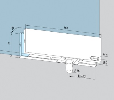 Кріплення фрамуги верхнього світла для маятникових дверей і перегородок зі скла Dorma