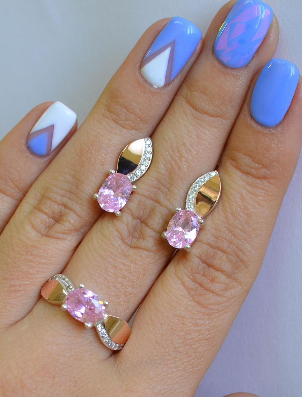 Срібний набір з золотими вставками, фото 1