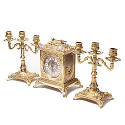 Камінний годинник і 2 канделябри на 3 свічки 82.108-80.410 Італія