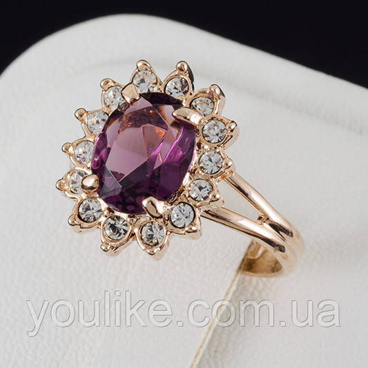 Великолепное кольцо с кристаллами Swarovski, покрытие золото 0496 - фото 1 - id-p76125764