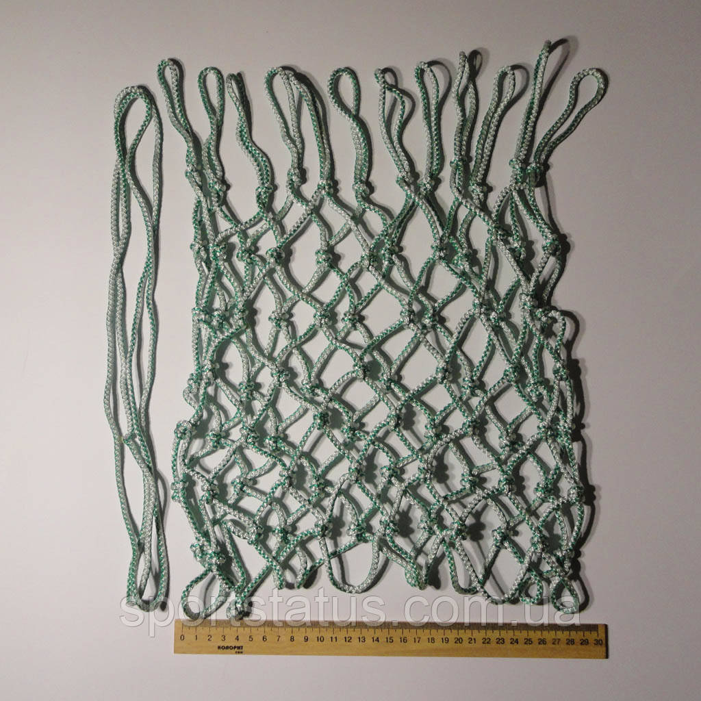 Баскетбольна сітка «ЕКСКЛЮЗИВ», шнур діаметром 5,5 мм (стандартна) біла з зеленим відтінком