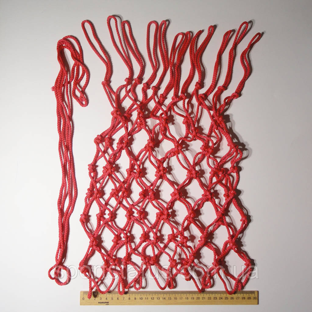 Баскетбольна сітка «СТАНДАРТ», шнур діаметром 4,5 мм (стандартна) червона 2шт