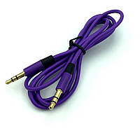 Аудио кабель для подключения к магнитоле / Кабель AUX 3.5мм на 3.5мм круглый фиолетовый