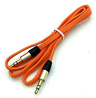 Аудио кабель для подключения к магнитоле / Кабель AUX плетенный оранжевый