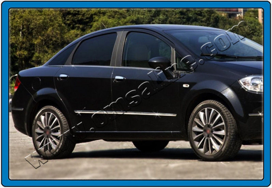 Молдинг дверной (4 шт, нерж.) - Fiat Linea 2006+ и 2013+ гг.