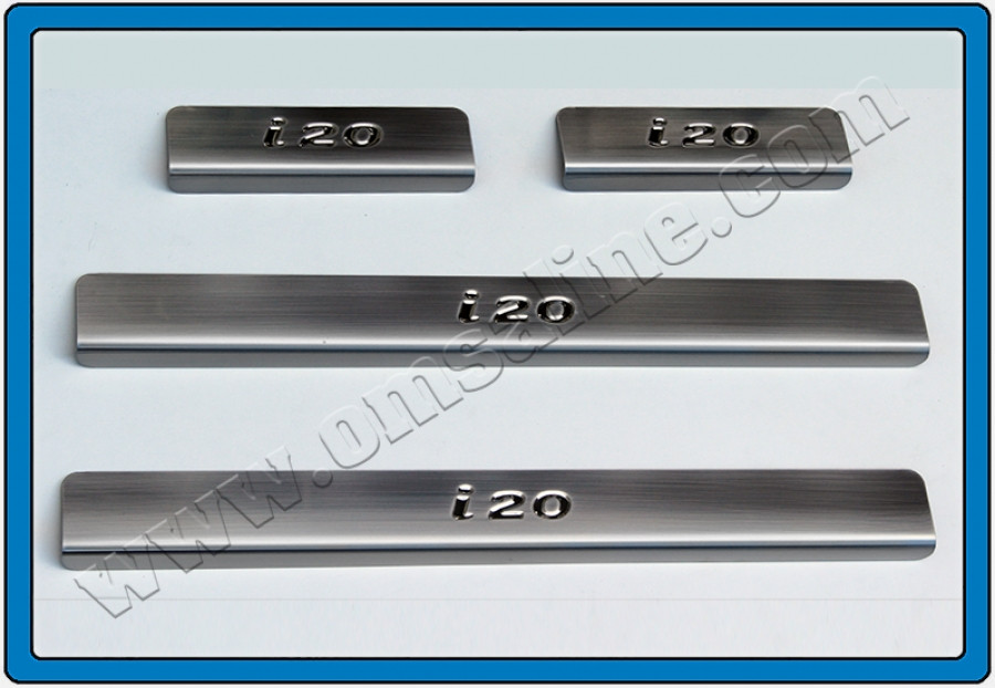Накладки на пороги OmsaLine (4 шт., нерж.) - Hyundai I-20 2008-2012 рр.