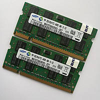 Пара оперативной памяти для ноутбука Samsung SODIMM DDR2 4Gb (2Gb+2Gb) 800MHz 6400s CL6 (M470T5663EH3-CF7) Б/У