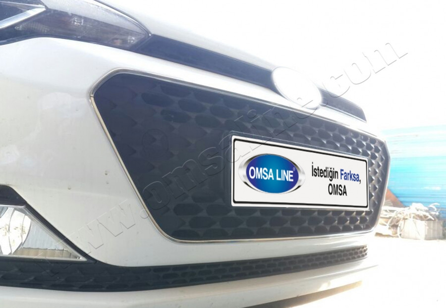 Окантовка решітки (2 шт., нерж) - Hyundai I-20 2014-2018 рр .., фото 1