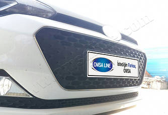 Окантовка решітки (2 шт., нерж) - Hyundai I-20 2014-2018 рр ..