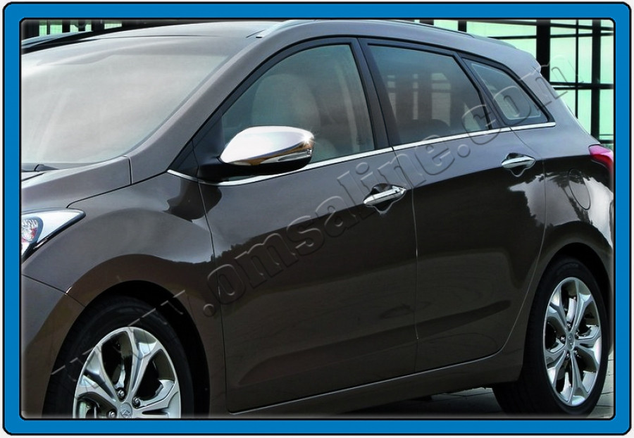 Накладки на зеркала с вырезом под поворот (2 шт, нерж) - Hyundai Elantra 2011-2015 гг.
