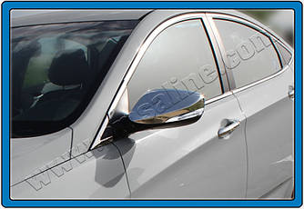 Накладки на дзеркала без повторювача (2 шт., нерж.) - Hyundai Elantra 2011-2015 рр.