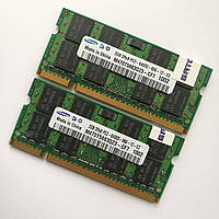 Пара оперативної пам'яті для ноутбука Samsung SODIMM DDR2 4Gb (2x2Gb) 800MHz PC2-6400s CL6 (M470T5663QZ3-CF7) Б/В