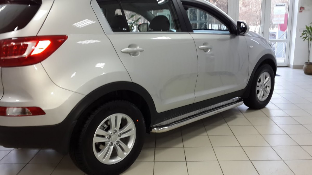 Бічні майданчики Premium (2 шт., нерж.) - Kia Sportage 2010-2015 рр., фото 1