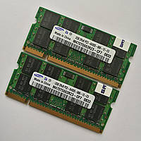 Пара оперативної пам'яті для ноутбука Samsung SODIMM DDR2 4Gb (2x2Gb) 800MHz PC2-6400s 2R8 CL6 (M470T5663RZ3-CF7) Б/В